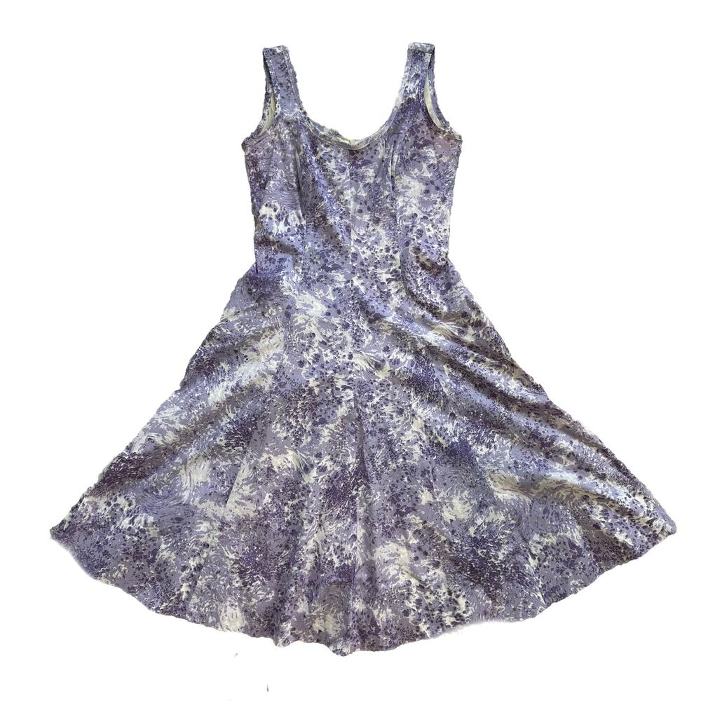 Talbots Lavender Purple Print Sleeveless Fit & Flare Midi Sundress Size 2P